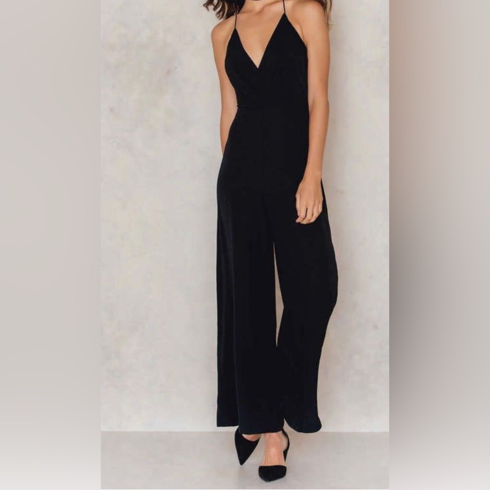 KEEPSAKE The Label Black Rescue Me Wide Leg Jumpsuit With Draped Back NWT Sz XS